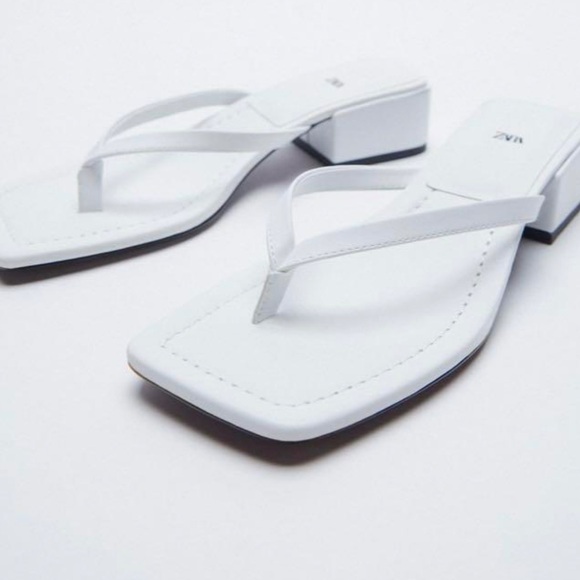 Zara white thong block heels - Picture 1 of 5